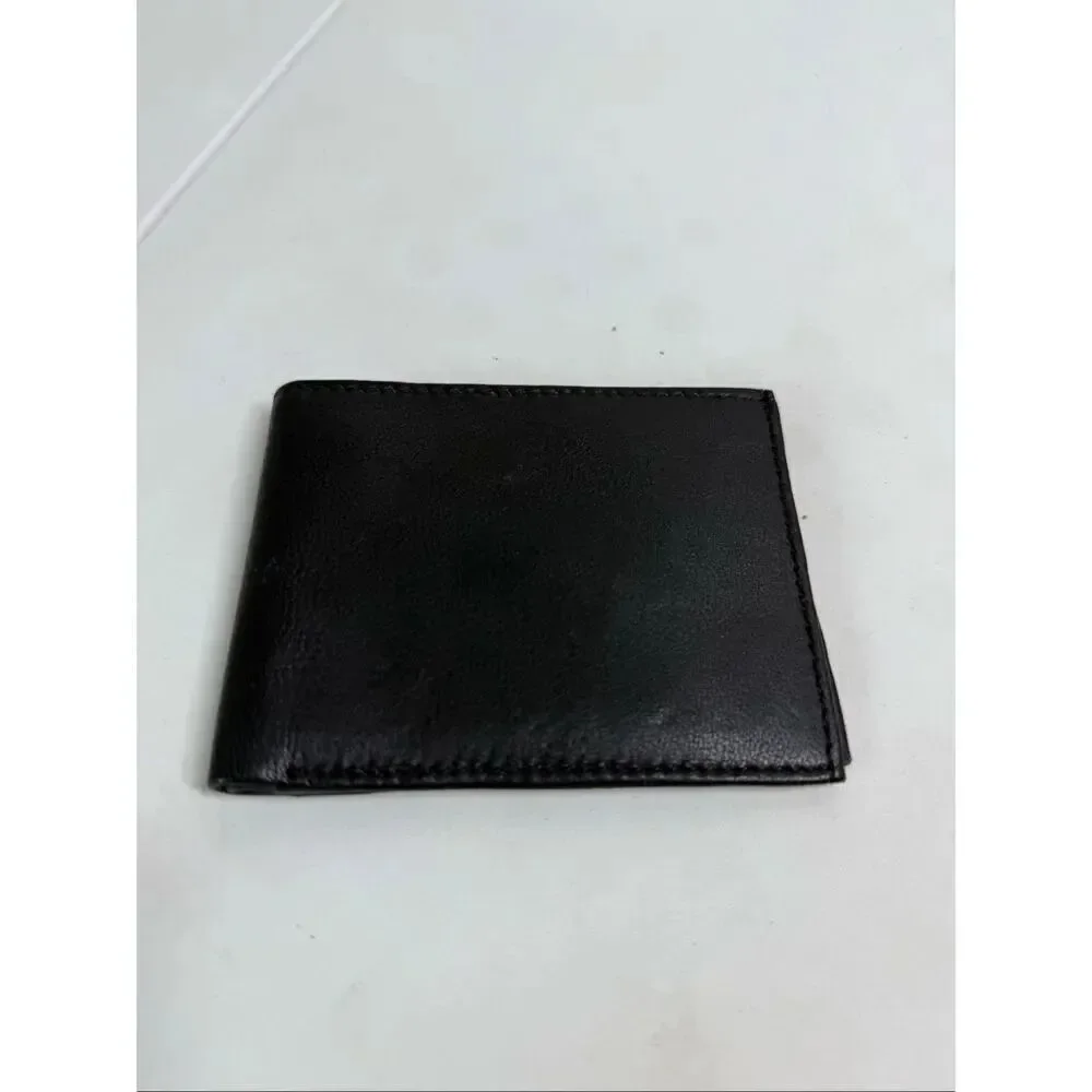 Men’s Leather Bifold Wallet ID / Credit Cards Slots Black See Description